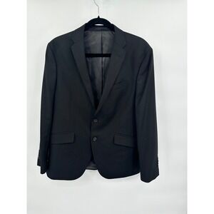 Reaction Kenneth Cole Mens Black Two Button Blazer Jacket 46S